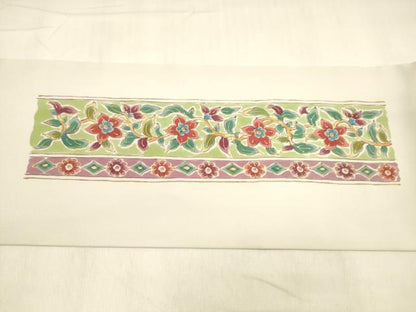 平和屋着物●塩瀬 九寸名古屋帯 草花間道 金彩 正絹 逸品 DABB3135cm