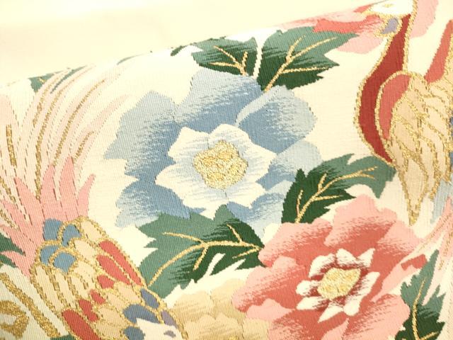 平和屋着物●爪掻き本綴れ 八寸名古屋帯 花鳥文 金糸 正絹 逸品 DABB3138cm