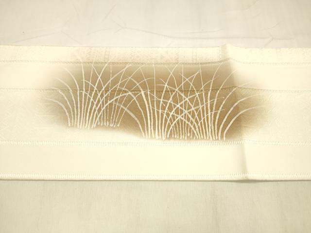 平和屋着物●九寸名古屋帯 草葉文 正絹 逸品 DABB3143cm