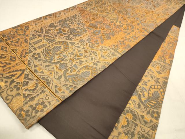 平和屋着物●六通柄袋帯　壁画文様　金銀糸　松坂屋扱い　正絹　逸品　DABB3145cm 平和屋着物○六通柄袋帯 壁画文様 金銀糸 松坂屋扱い 正絹 逸品