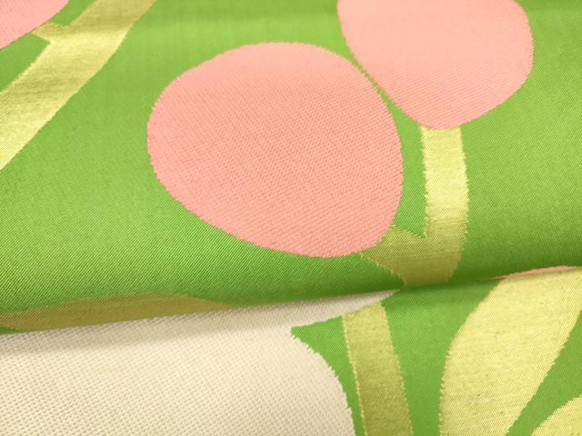 平和屋着物●織物一筋名門　織悦　全通柄　本袋帯　南天花文　金糸　正絹　逸品　DABB3146cm