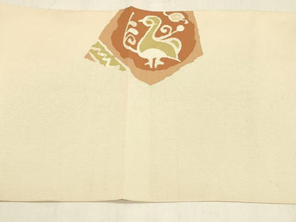 平和屋着物●爪掻き本綴れ 八寸名古屋帯 花鳥文 正絹 逸品 DABB3148cm