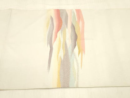 平和屋着物●爪掻き本綴れ 八寸名古屋帯 遠山文 金銀糸 正絹 逸品 DABB3152cm