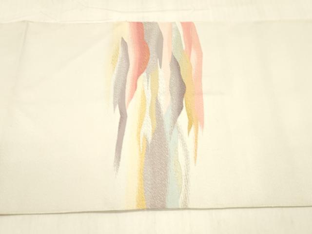 平和屋着物●爪掻き本綴れ 八寸名古屋帯 遠山文 金銀糸 正絹 逸品 DABB3152cm