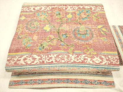 平和屋着物●九寸名古屋帯 紬地 枝花文 正絹 逸品 DABB3153cm