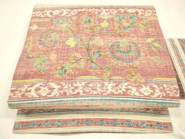 平和屋着物●九寸名古屋帯 紬地 枝花文 正絹 逸品 DABB3153cm