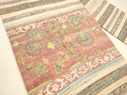 平和屋着物●九寸名古屋帯 紬地 枝花文 正絹 逸品 DABB3153cm