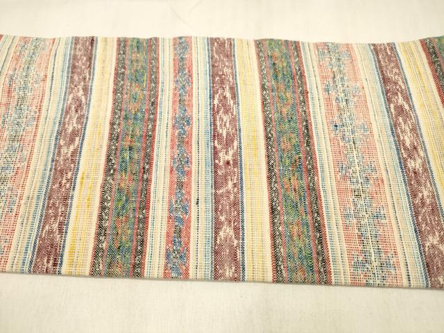 平和屋着物●九寸名古屋帯 紬地 枝花文 正絹 逸品 DABB3153cm