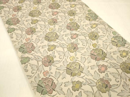 平和屋着物●両面　全通柄袋帯　更紗花唐草文　吉祥文　正絹　逸品　DABB3168cm