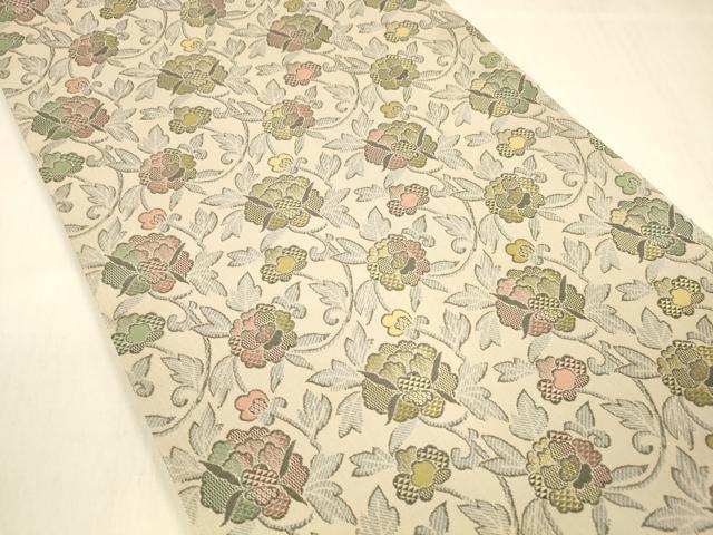 平和屋着物●両面　全通柄袋帯　更紗花唐草文　吉祥文　正絹　逸品　DABB3168cm