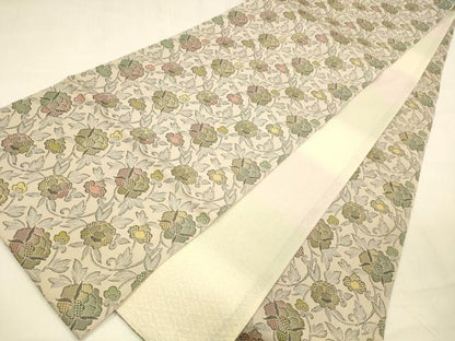 平和屋着物●両面　全通柄袋帯　更紗花唐草文　吉祥文　正絹　逸品　DABB3168cm