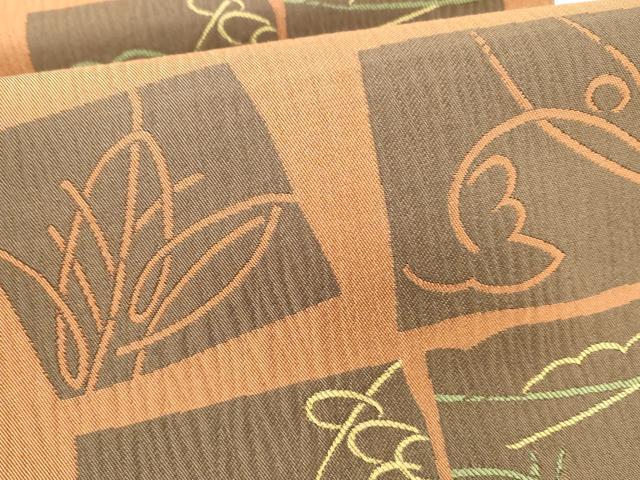 平和屋着物●両面 六通柄袋帯 唐織 松竹梅 草葉文 正絹 逸品 DABB3170cm