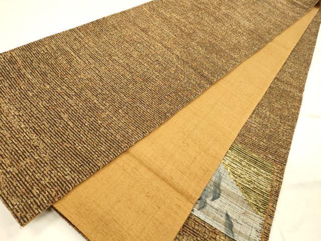 平和屋着物●太鼓柄袋帯　紬地　成り物抽象文　正絹　逸品　DABB3173cm