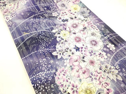 平和屋着物●両面 全通柄袋帯 笹竹辻が花 横段花文 金糸 銀通し地 やまと誂製 正絹 逸品 DABB3179cm