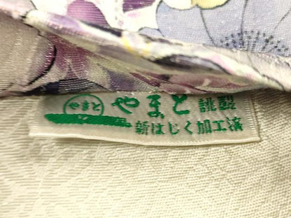 平和屋着物●両面 全通柄袋帯 笹竹辻が花 横段花文 金糸 銀通し地 やまと誂製 正絹 逸品 DABB3179cm