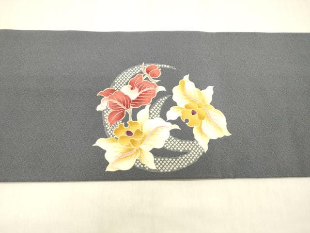 平和屋着物●全通柄九寸名古屋帯 草花文 正絹 逸品 DABB3191cm