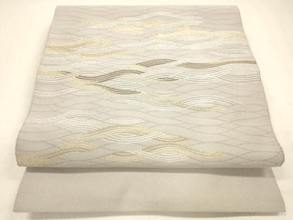 平和屋着物●爪掻き本綴れ 八寸名古屋帯 流水文 金銀糸 正絹 逸品 DABB3196cm