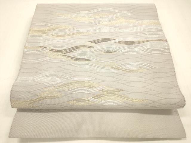 平和屋着物●爪掻き本綴れ 八寸名古屋帯 流水文 金銀糸 正絹 逸品 DABB3196cm