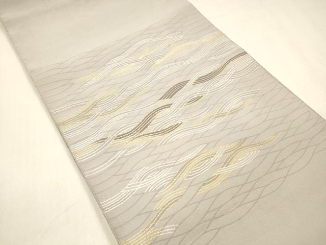 平和屋着物●爪掻き本綴れ 八寸名古屋帯 流水文 金銀糸 正絹 逸品 DABB3196cm