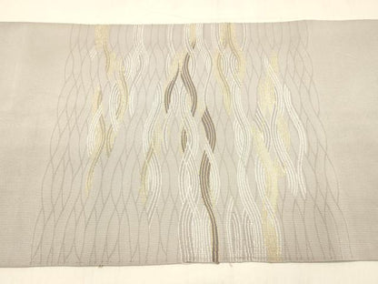 平和屋着物●爪掻き本綴れ 八寸名古屋帯 流水文 金銀糸 正絹 逸品 DABB3196cm