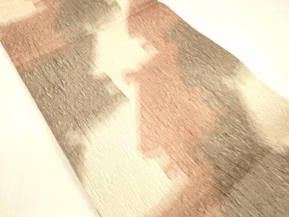 平和屋着物▽全通柄袋帯 スリーシーズン 春夏秋 櫛織 抽象文様 正絹 逸品 DABB3212cm