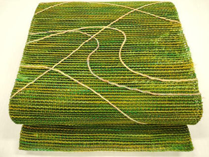 平和屋着物＊夏物 八寸名古屋帯 抽象文様 正絹 逸品 DABB3214cm