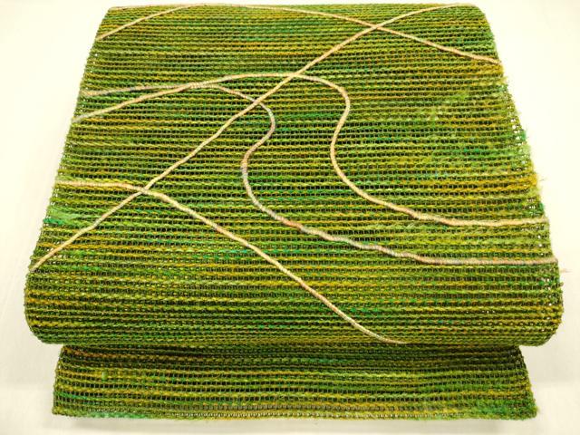 平和屋着物＊夏物 八寸名古屋帯 抽象文様 正絹 逸品 DABB3214cm