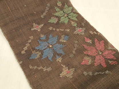 平和屋着物＊夏物 八寸名古屋帯 花菱文 金糸 正絹 逸品 DABB3215cm