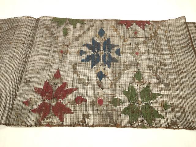 平和屋着物＊夏物 八寸名古屋帯 花菱文 金糸 正絹 逸品 DABB3215cm