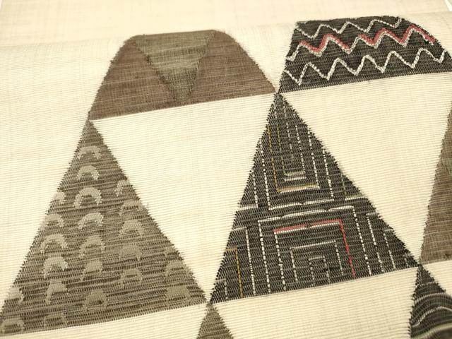 平和屋着物＊夏物　九寸開き名古屋帯　鱗文　正絹　逸品　DABB3221cm