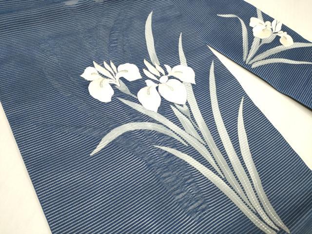 平和屋着物＊夏物 九寸名古屋帯 駒刺繍 杜若 正絹 逸品 DABB3224cm