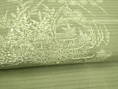平和屋着物＊夏物 絽塩瀬 九寸名古屋帯 ろうけつ染め 風景文 正絹 逸品 DABB3225cm