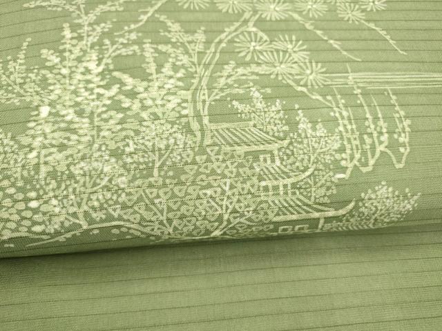 平和屋着物＊夏物 絽塩瀬 九寸名古屋帯 ろうけつ染め 風景文 正絹 逸品 DABB3225cm