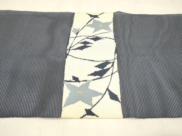 平和屋着物＊夏物 絽綴れ 八寸名古屋帯 枝花文 金糸 正絹 逸品 DABB3226cm