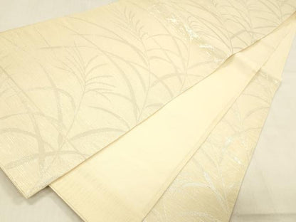 平和屋着物＊夏物 六通柄袋帯 草葉文 銀糸 正絹 逸品 DABB3227cm