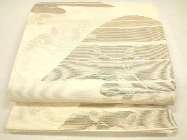 平和屋着物＊夏物 六通柄袋帯 草葉文 金糸 正絹 逸品 DABB3230cm