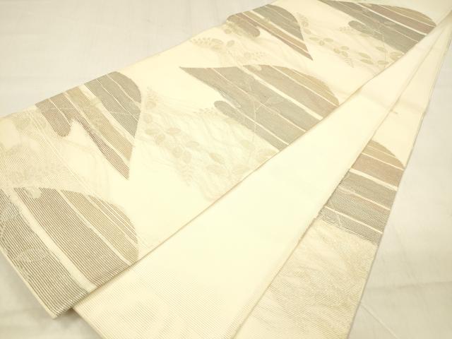 平和屋着物＊夏物 六通柄袋帯 草葉文 金糸 正絹 逸品 DABB3230cm