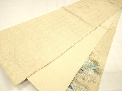 平和屋着物▽太鼓柄袋帯 スリーシーズン 春夏秋 すくい織 抽象文様 金銀糸 正絹 逸品 DABB3231cm