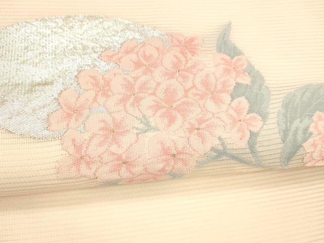 平和屋着物＊夏物 九寸名古屋帯 紫陽花 金銀糸 正絹 逸品 DABB3237cm
