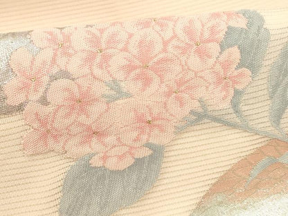 平和屋着物＊夏物 九寸名古屋帯 紫陽花 金銀糸 正絹 逸品 DABB3237cm