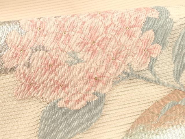 平和屋着物＊夏物 九寸名古屋帯 紫陽花 金銀糸 正絹 逸品 DABB3237cm