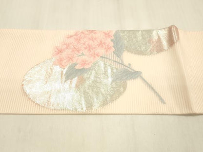 平和屋着物＊夏物 九寸名古屋帯 紫陽花 金銀糸 正絹 逸品 DABB3237cm