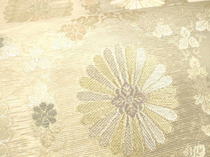 平和屋着物＊夏物 六通柄袋帯 草花文 金糸 正絹 逸品 DABB3240cm