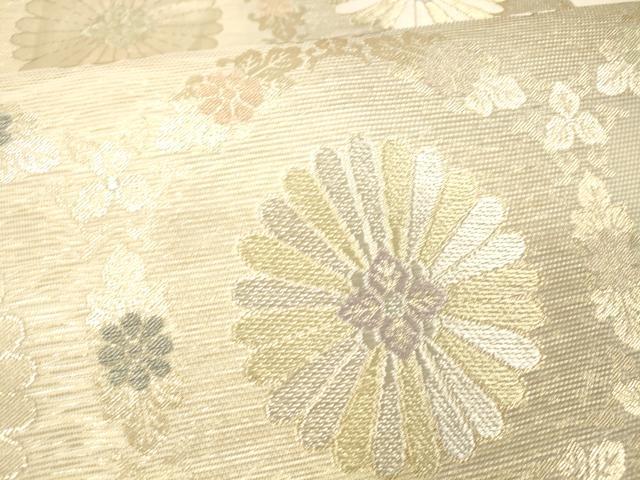 平和屋着物＊夏物 六通柄袋帯 草花文 金糸 正絹 逸品 DABB3240cm