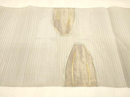 平和屋着物＊夏物 絽綴れ 八寸名古屋帯 抽象文様 金銀糸 正絹 逸品 DABB3241cm