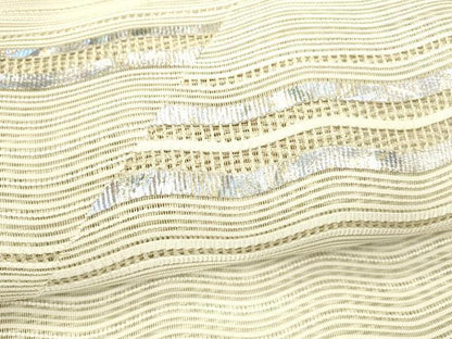 平和屋着物＊夏物　絽綴れ　八寸名古屋帯　よろけ縞　銀糸　正絹　逸品　DABB3242cm