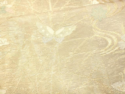 平和屋着物＊夏物 六通柄袋帯 流水花蝶文 金銀糸 正絹 逸品 DABB3243cm