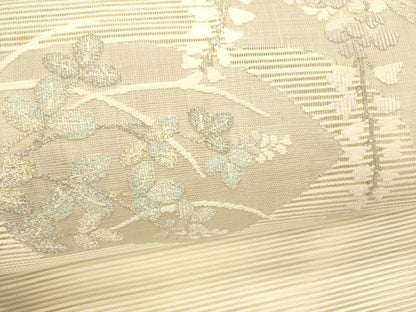 平和屋着物＊夏物 絽綴れ 八寸名古屋帯 地紙藤花房 正絹 逸品 DABB3244cm