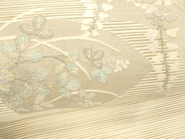 平和屋着物＊夏物 絽綴れ 八寸名古屋帯 地紙藤花房 正絹 逸品 DABB3244cm