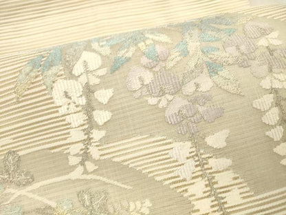 平和屋着物＊夏物 絽綴れ 八寸名古屋帯 地紙藤花房 正絹 逸品 DABB3244cm